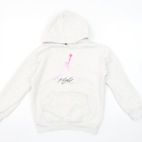 Jordan Girls Ivory Hoodie 10-12 Years Pullover Fleece Logo Hooded Sweatshirt