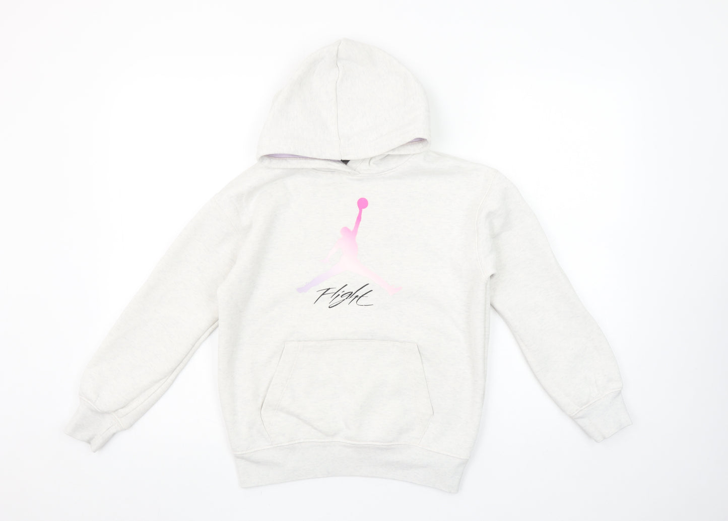 Jordan Girls Ivory Hoodie 10-12 Years Pullover Fleece Logo Hooded Sweatshirt