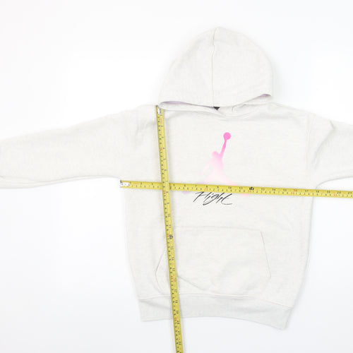 Jordan Girls Ivory Hoodie 10-12 Years Pullover Fleece Logo Hooded Sweatshirt