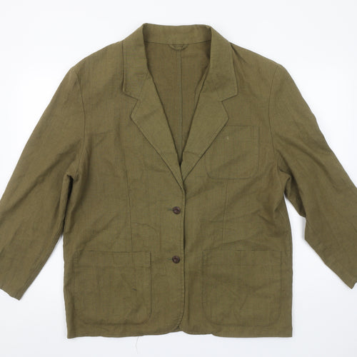 Marks and Spencer St Michael Green Linen Blend Women's Size 16 Blazer Jacket