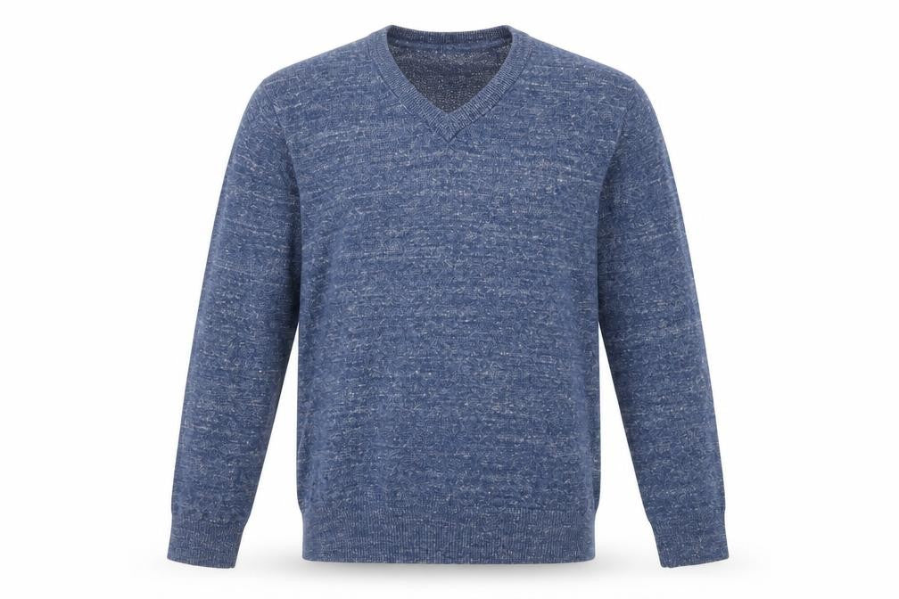 Front view of Gap Men's Blue V-Neck Cotton Blend Knit Jumper, size M