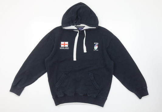 RBS 6 Nations England Men’s Blue Pullover Hoodie Size M Rugby Fleece