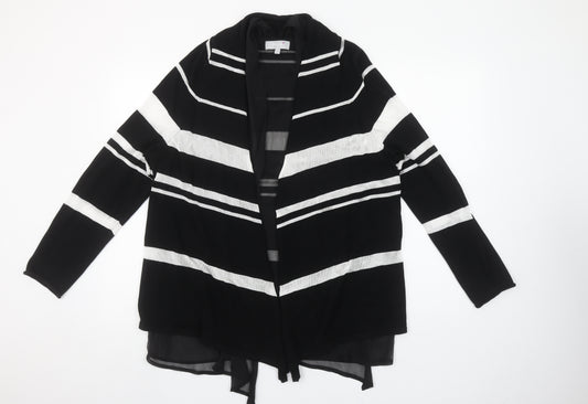 Marks and Spencer Women’s Black Striped Open Knit Cardigan Size 18