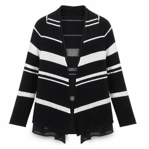 Marks and Spencer Women’s Black Striped Open Knit Cardigan Size 18