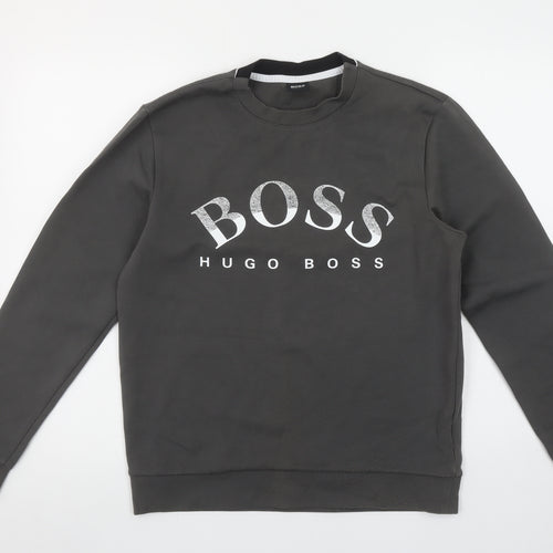 Hugo Boss Men’s Grey Logo Pullover Sweatshirt Size S