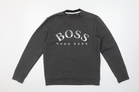 Hugo Boss Men’s Grey Logo Pullover Sweatshirt Size S