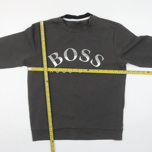 Hugo Boss Men’s Grey Logo Pullover Sweatshirt Size S