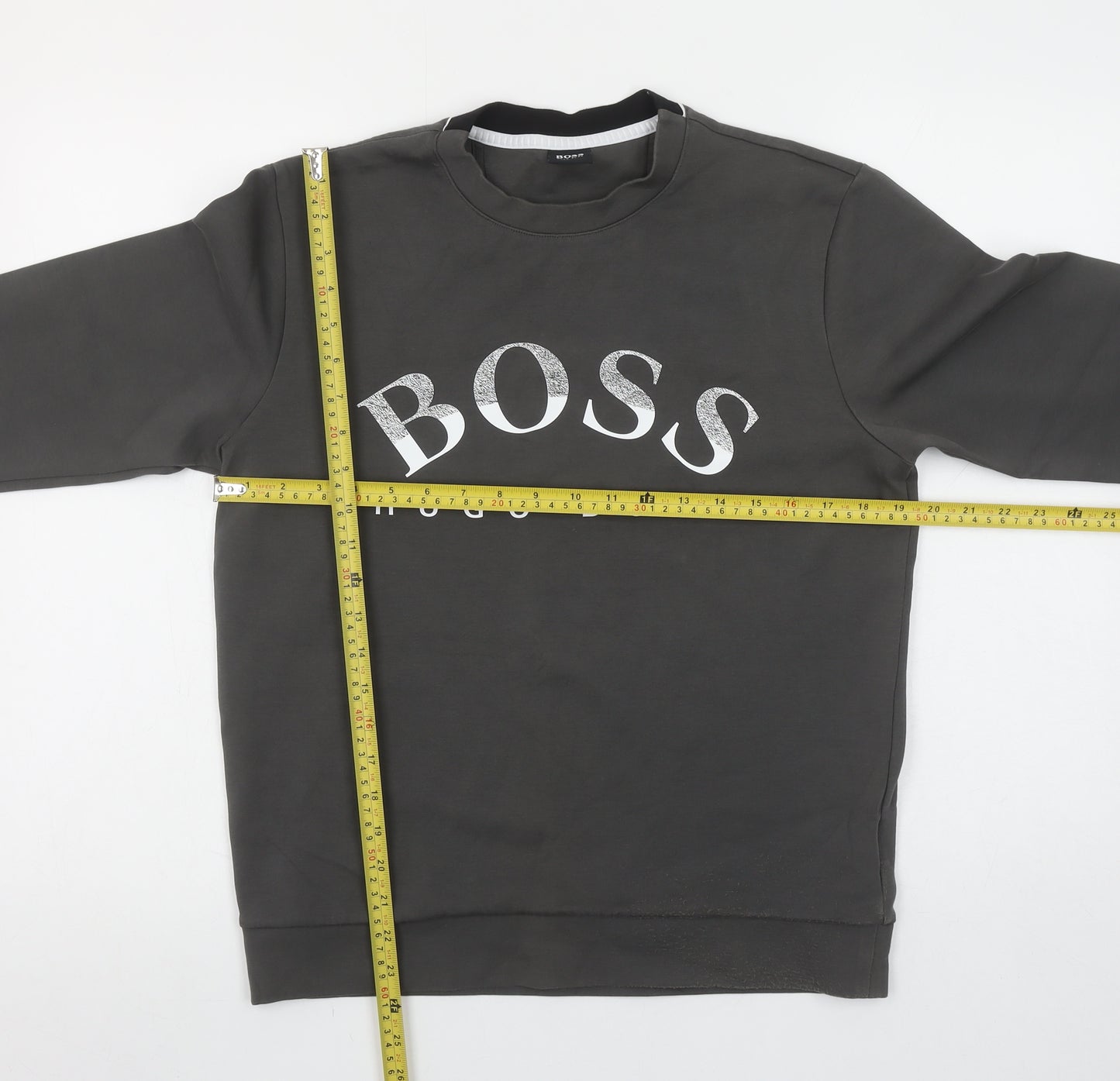 Hugo Boss Men’s Grey Logo Pullover Sweatshirt Size S