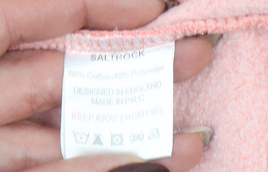 Saltrock Women Coral Pink Pullover Hoodie Size 8 Cotton Blend