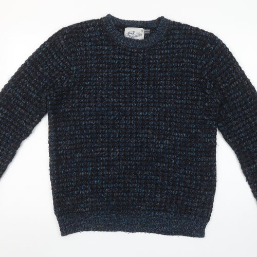 Topman Men Blue Chunky-Knit Crew Neck Pullover Jumper M