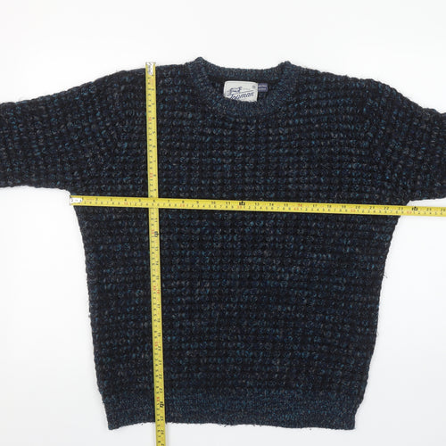 Topman Men Blue Chunky-Knit Crew Neck Pullover Jumper M