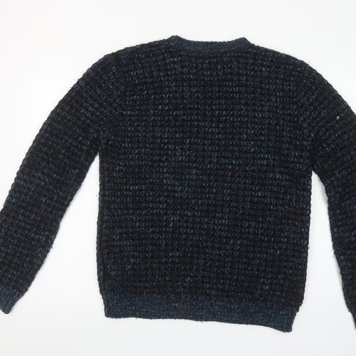 Topman Men Blue Chunky-Knit Crew Neck Pullover Jumper M