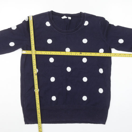 GAP Women's Blue Polka Dot 100% Cotton Crew Neck Jumper Size M