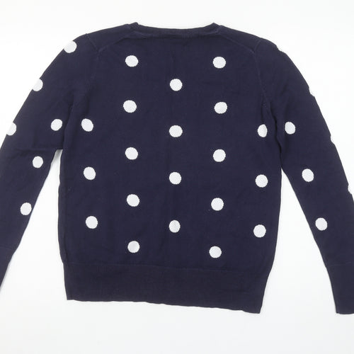 GAP Women's Blue Polka Dot 100% Cotton Crew Neck Jumper Size M