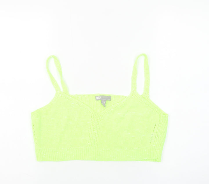 ASOS Women Green Knit Camisole Tank Top Size 12 V-Neck