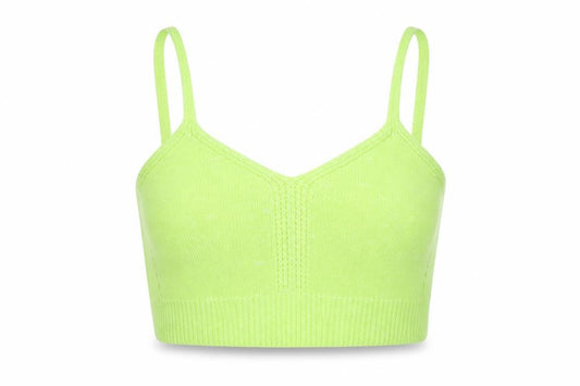 Front view of ASOS Women Green Knit Camisole Tank Top, size 12, V-Neck
