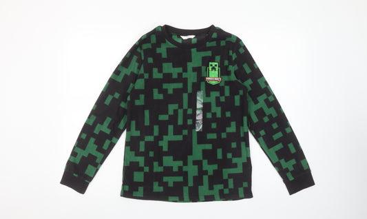 Marks and Spencer Boys Green Minecraft Creeper Long Sleeve Pyjama Top 11-12 Years