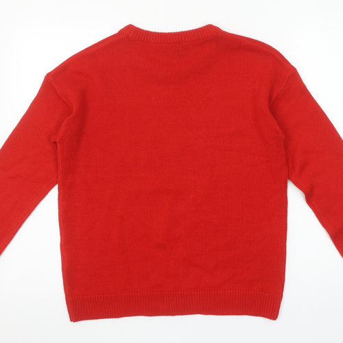 Brave Soul Women’s Red Christmas Pig Sequin Knit Jumper XS