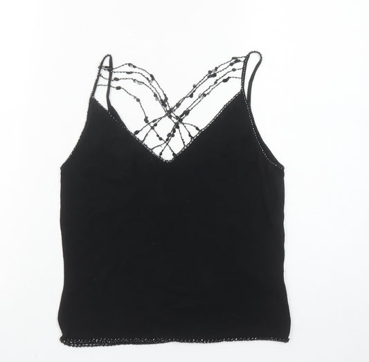 Monsoon Women Black Beaded Camisole Tank Top Size 12