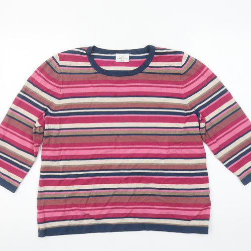 Eastex Women's Multicoloured Striped 3/4 Sleeve Pullover Jumper Size 20