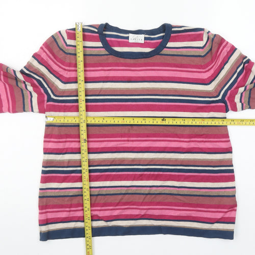 Eastex Women's Multicoloured Striped 3/4 Sleeve Pullover Jumper Size 20