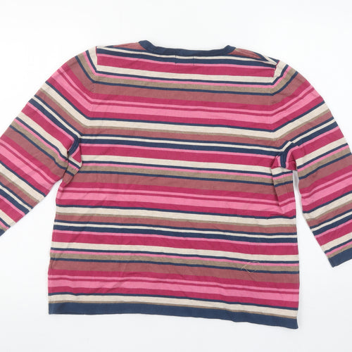 Eastex Women's Multicoloured Striped 3/4 Sleeve Pullover Jumper Size 20