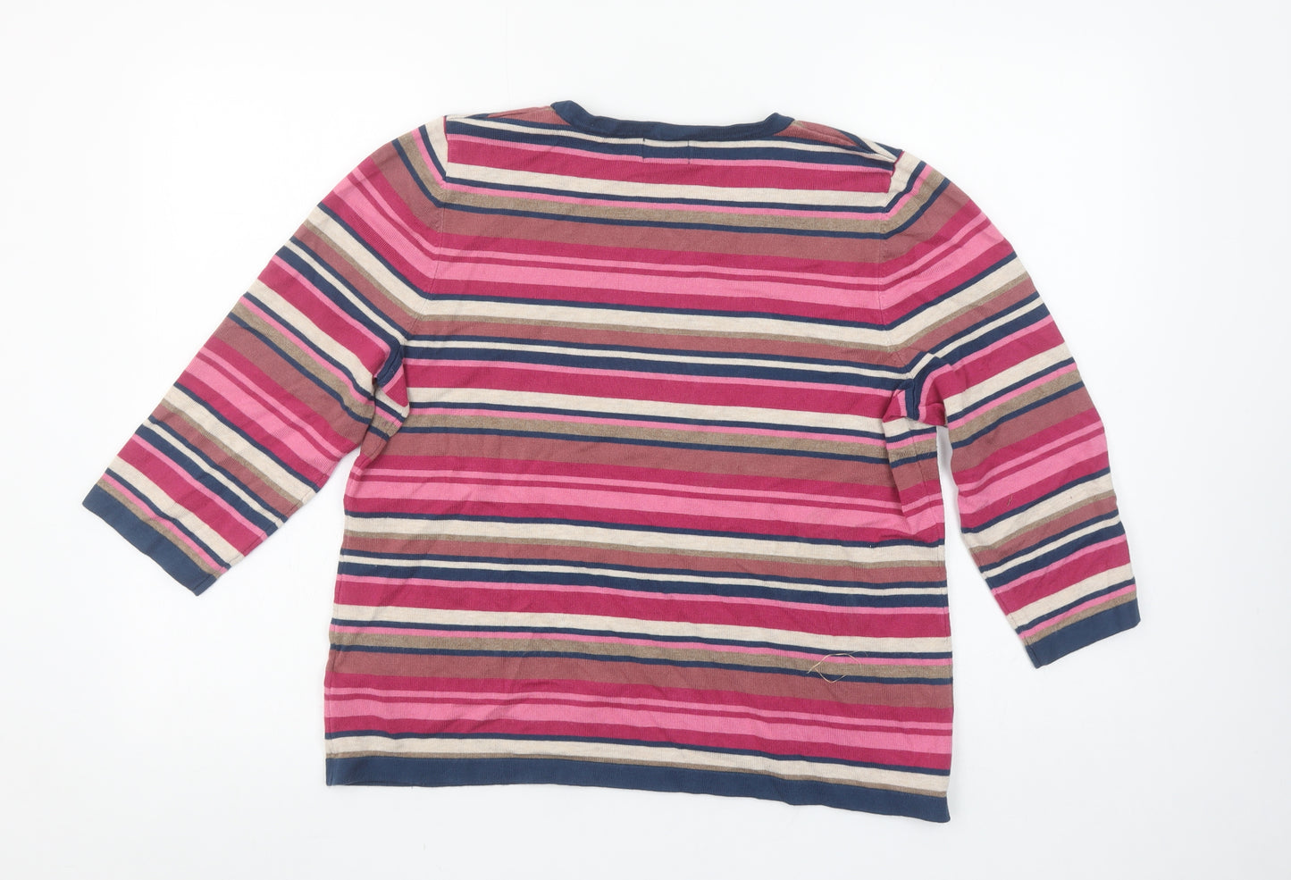 Eastex Women's Multicoloured Striped 3/4 Sleeve Pullover Jumper Size 20