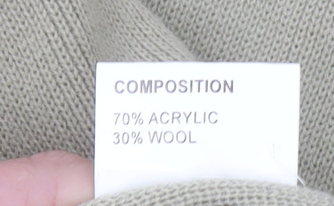 Best Direction Men's Beige V-Neck Wool Blend Jumper L