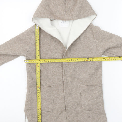 Zara Girls Beige Hooded Cardigan 6 Years Long Sleeve Open Front