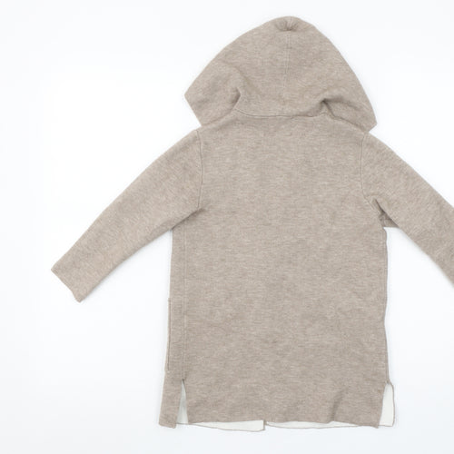 Zara Girls Beige Hooded Cardigan 6 Years Long Sleeve Open Front