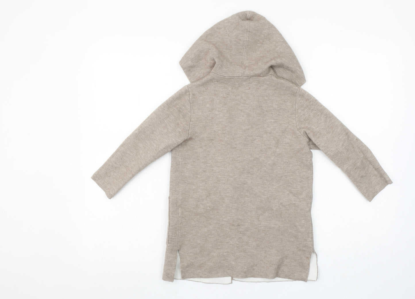 Zara Girls Beige Hooded Cardigan 6 Years Long Sleeve Open Front