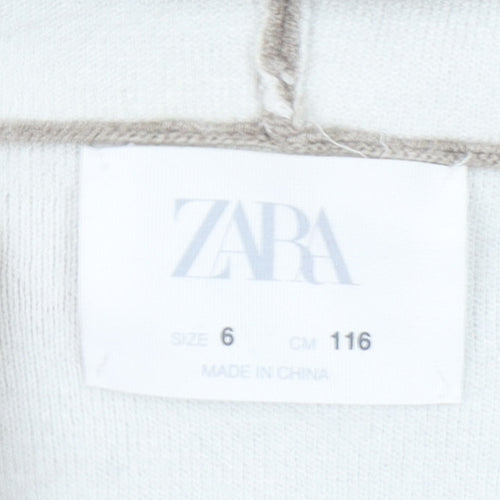 Zara Girls Beige Hooded Cardigan 6 Years Long Sleeve Open Front