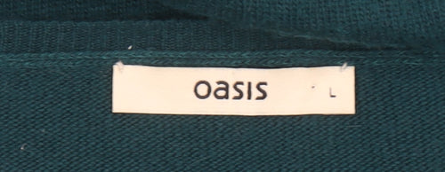 Oasis Women’s Green Rhinestone Knit Pullover Jumper Size L
