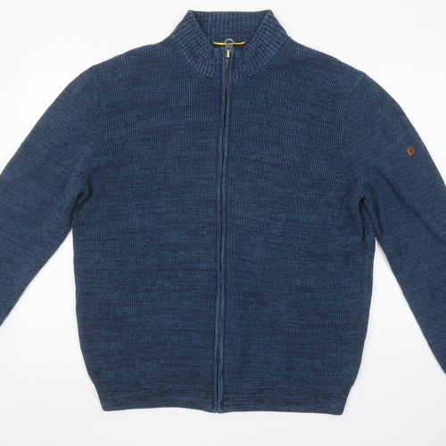 Camel Active Men Blue 2XL Full Zip Cotton Blend Jumper