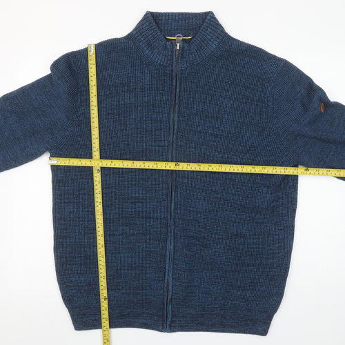 Camel Active Men Blue 2XL Full Zip Cotton Blend Jumper