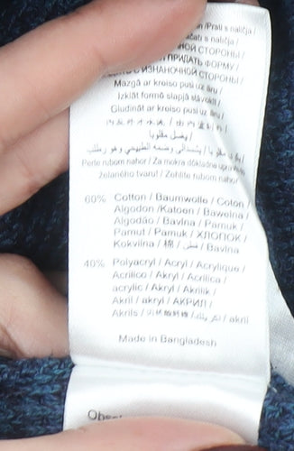 Camel Active Men Blue 2XL Full Zip Cotton Blend Jumper