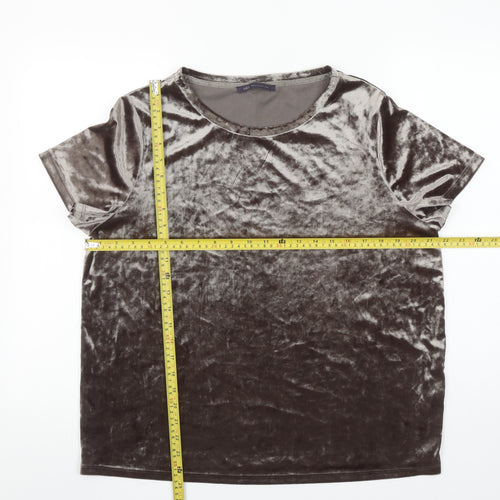 Marks and Spencer Womens Brown Velvet Short Sleeve T-Shirt Size 16