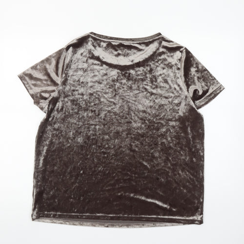 Marks and Spencer Womens Brown Velvet Short Sleeve T-Shirt Size 16