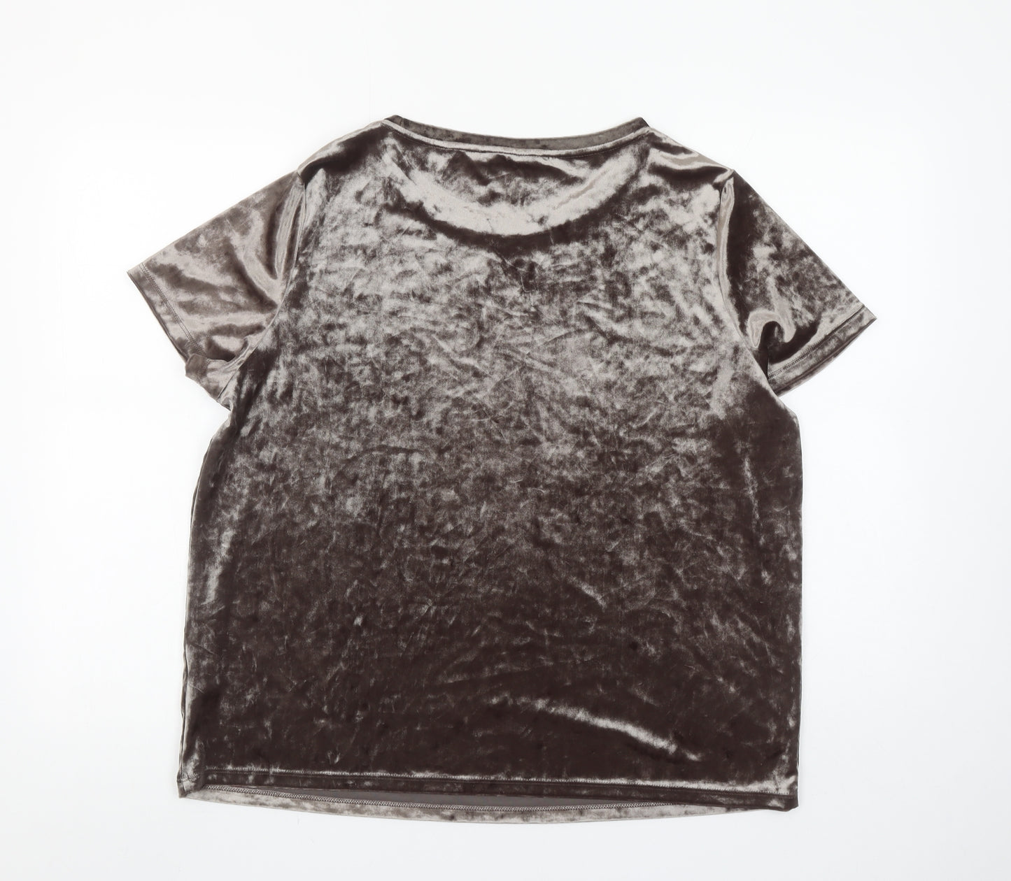 Marks and Spencer Womens Brown Velvet Short Sleeve T-Shirt Size 16