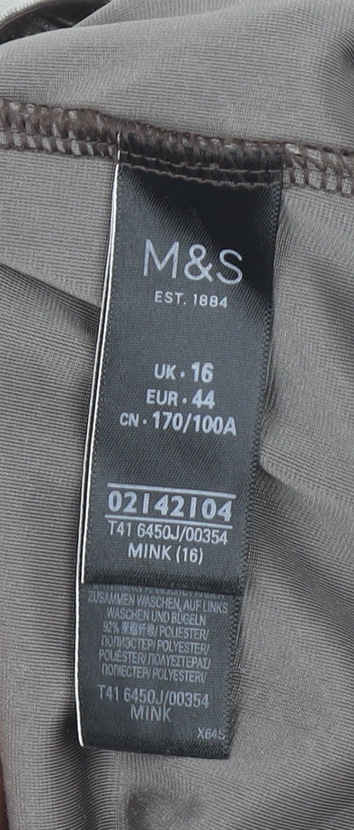 Marks and Spencer Womens Brown Velvet Short Sleeve T-Shirt Size 16