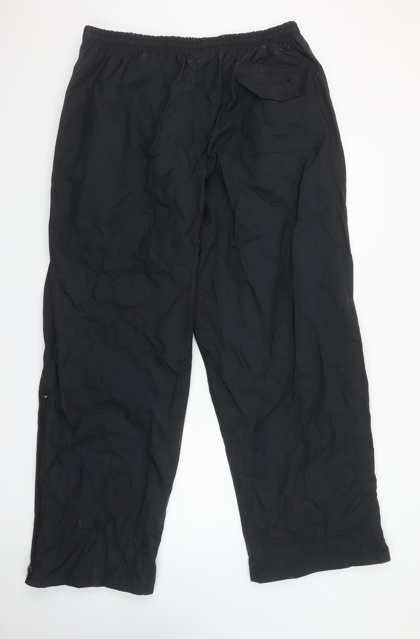 SCANDA Men's Black 2XL Waterproof Rain Trousers with Ankle Zip