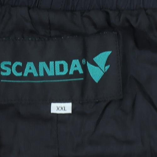 SCANDA Men's Black 2XL Waterproof Rain Trousers with Ankle Zip