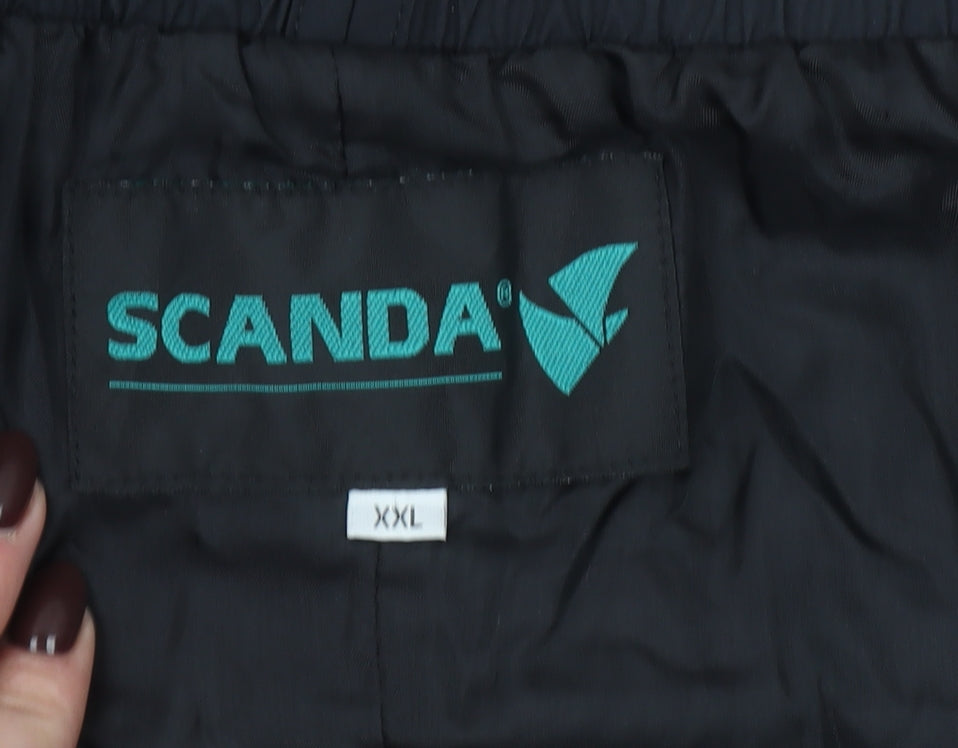 SCANDA Men's Black 2XL Waterproof Rain Trousers with Ankle Zip