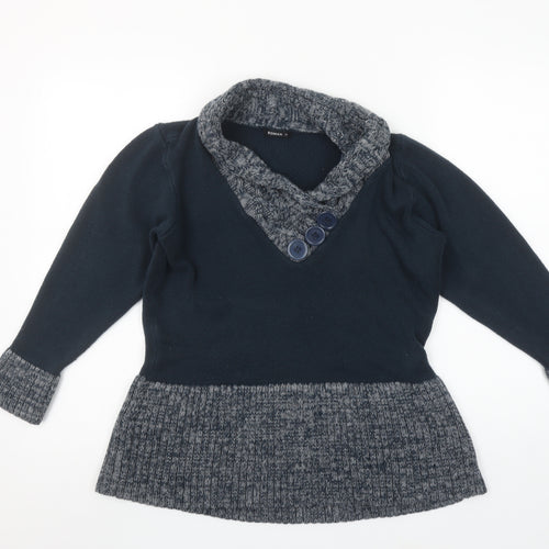 Roman Blue Knit Long Sleeve Pullover Jumper Size XL