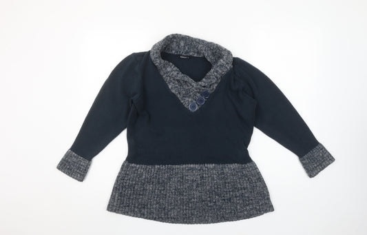 Roman Blue Knit Long Sleeve Pullover Jumper Size XL