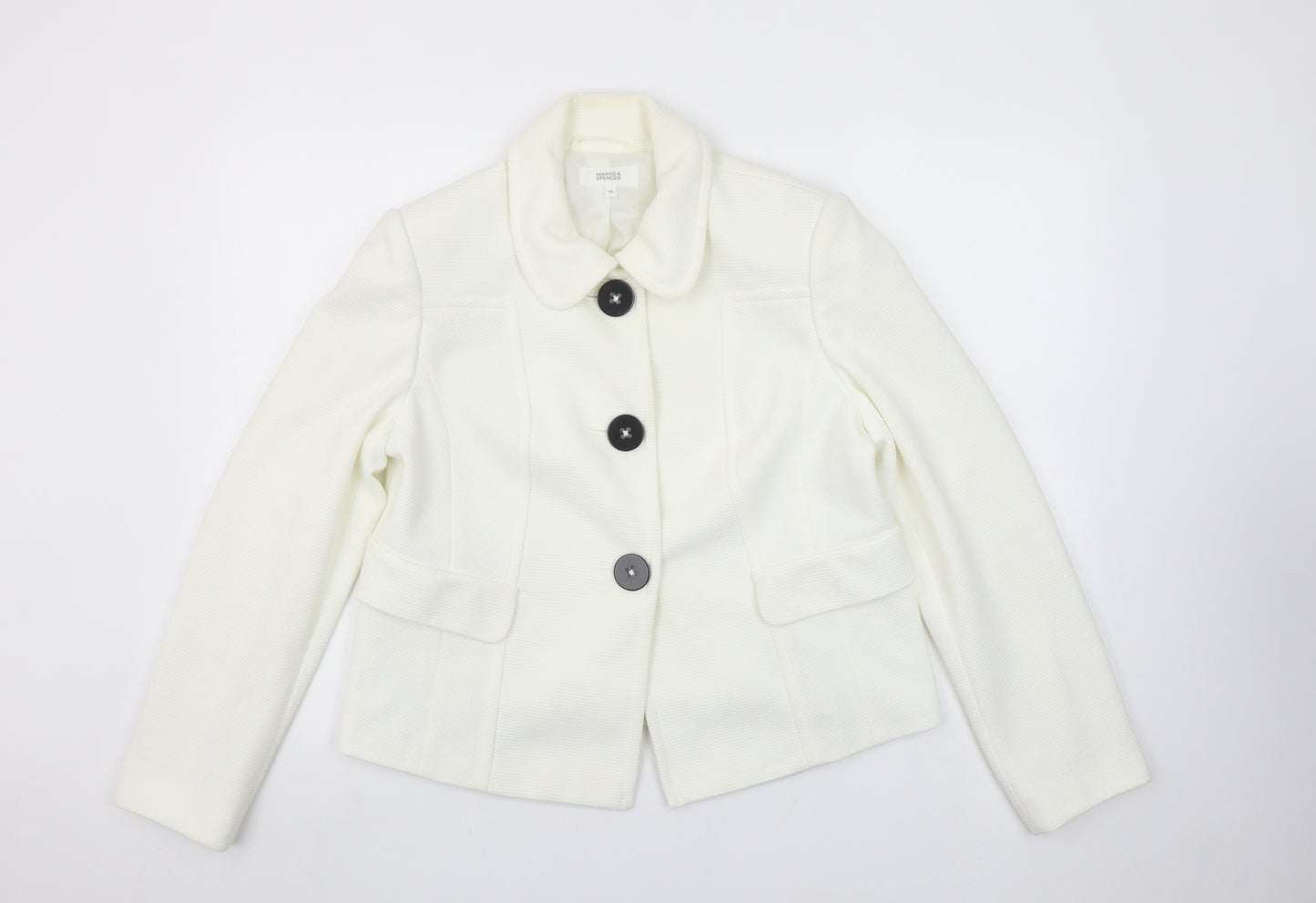 Marks and Spencer Women Ivory Size 16 Tailored Blazer Jacket