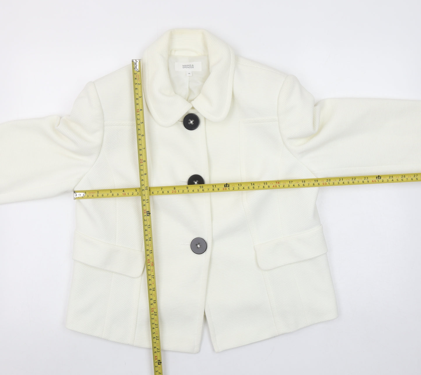 Marks and Spencer Women Ivory Size 16 Tailored Blazer Jacket