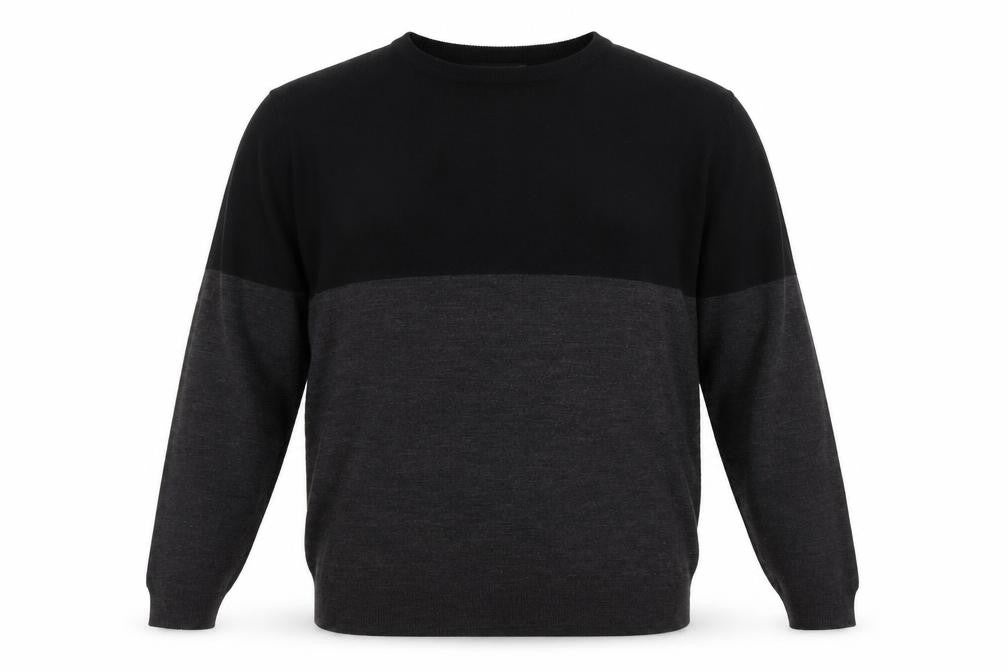 Front view of French Connection Men’s Black Grey 2XL Wool Blend Crew Neck Jumper