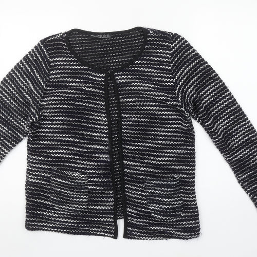 Atmosphere Womens Black Striped Open Knit Cardigan Size M