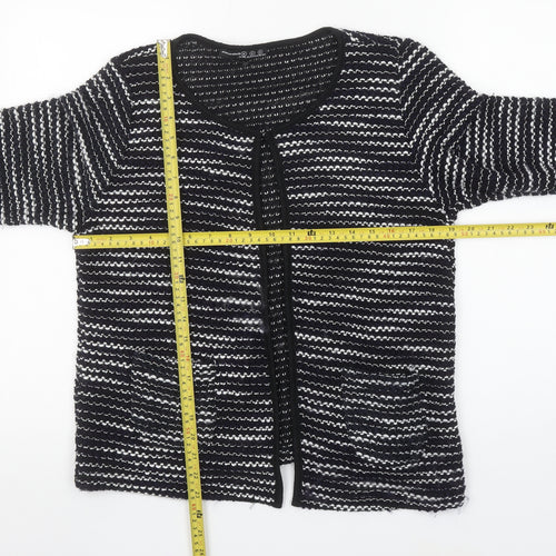 Atmosphere Womens Black Striped Open Knit Cardigan Size M